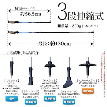 Amazon.co.jp: Dabada Set of 2 Trekking Poles, SG Approved
